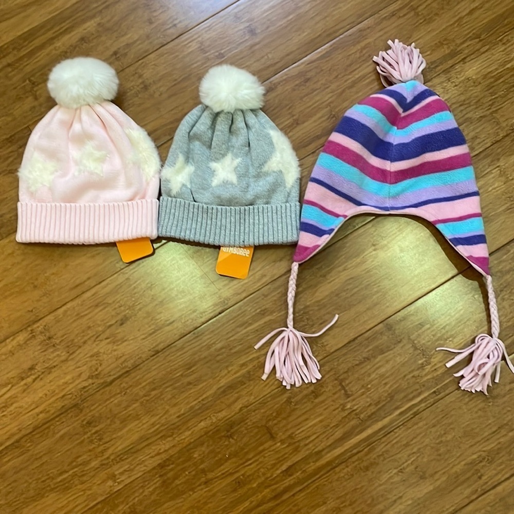 Girls winter hats NWT set of three